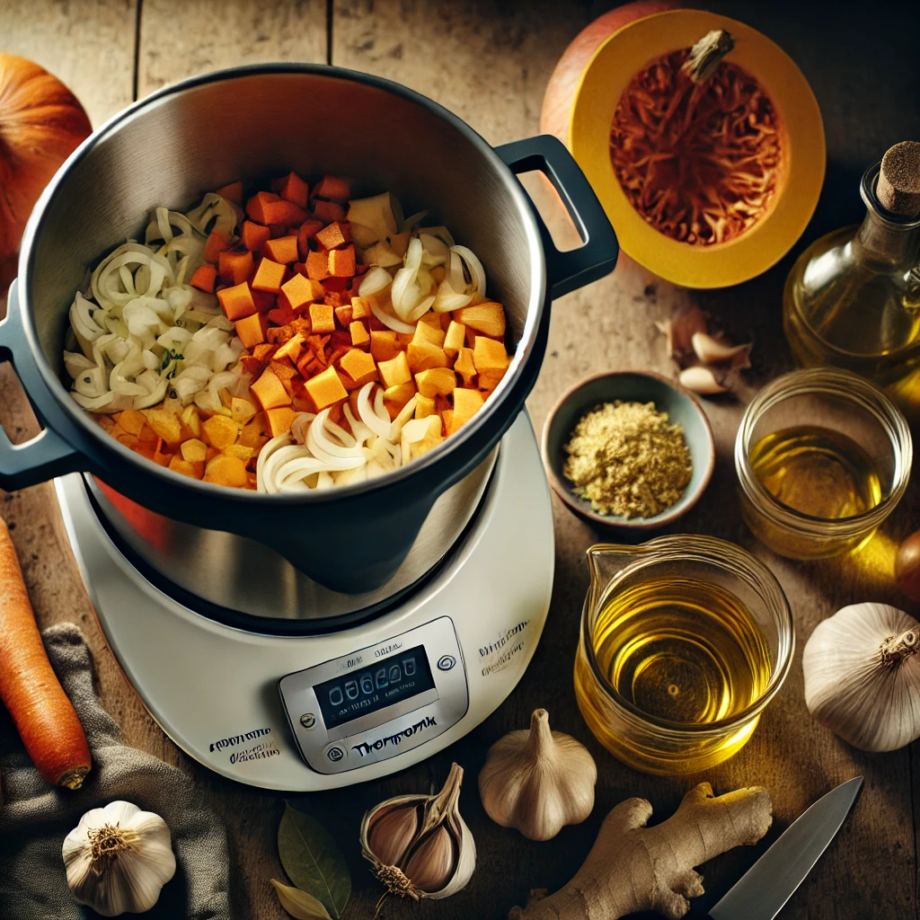 Preparación de la base de la crema de Calabaza y Jengibre