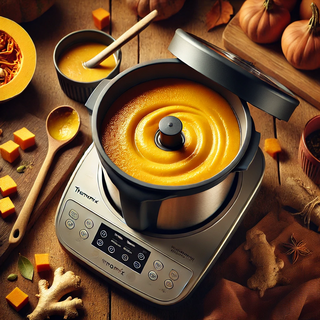 Trituración y ajuste de textura de la Crema de Calabaza y Jengibre en Thermomix