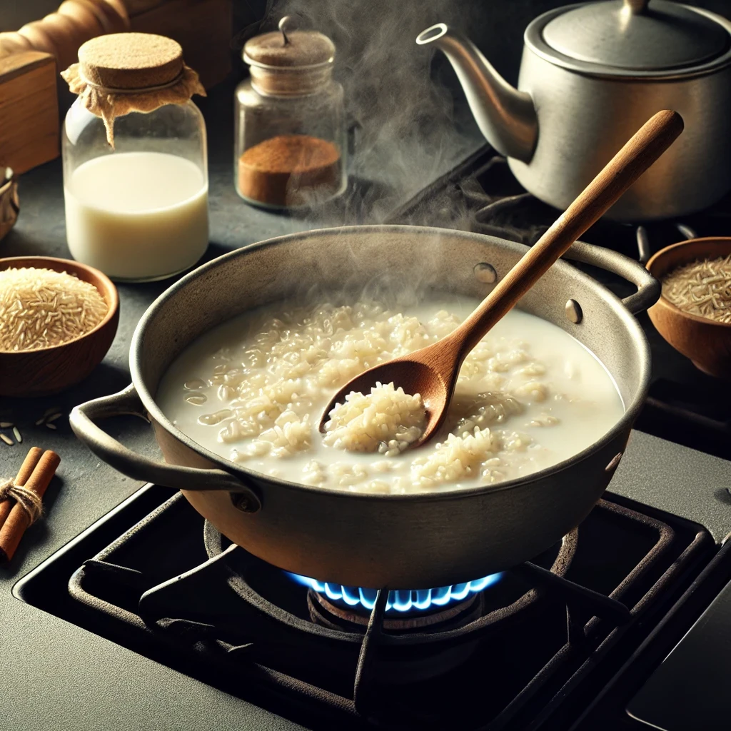 Cocinar el arroz para la receta